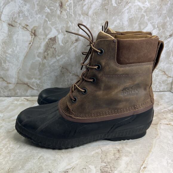 Sorel Cheyanne II Brown Leather Lace up Waterproof Duck Boot Mens Size 13 main image 16